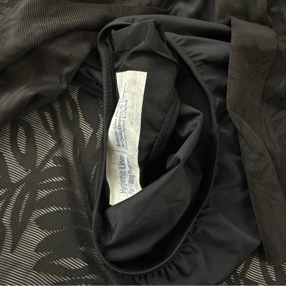 Swim Solutions Swimsuit Womens 16 Black Leaves One Piece Flyaway Swimdress - Picture 8 of 14